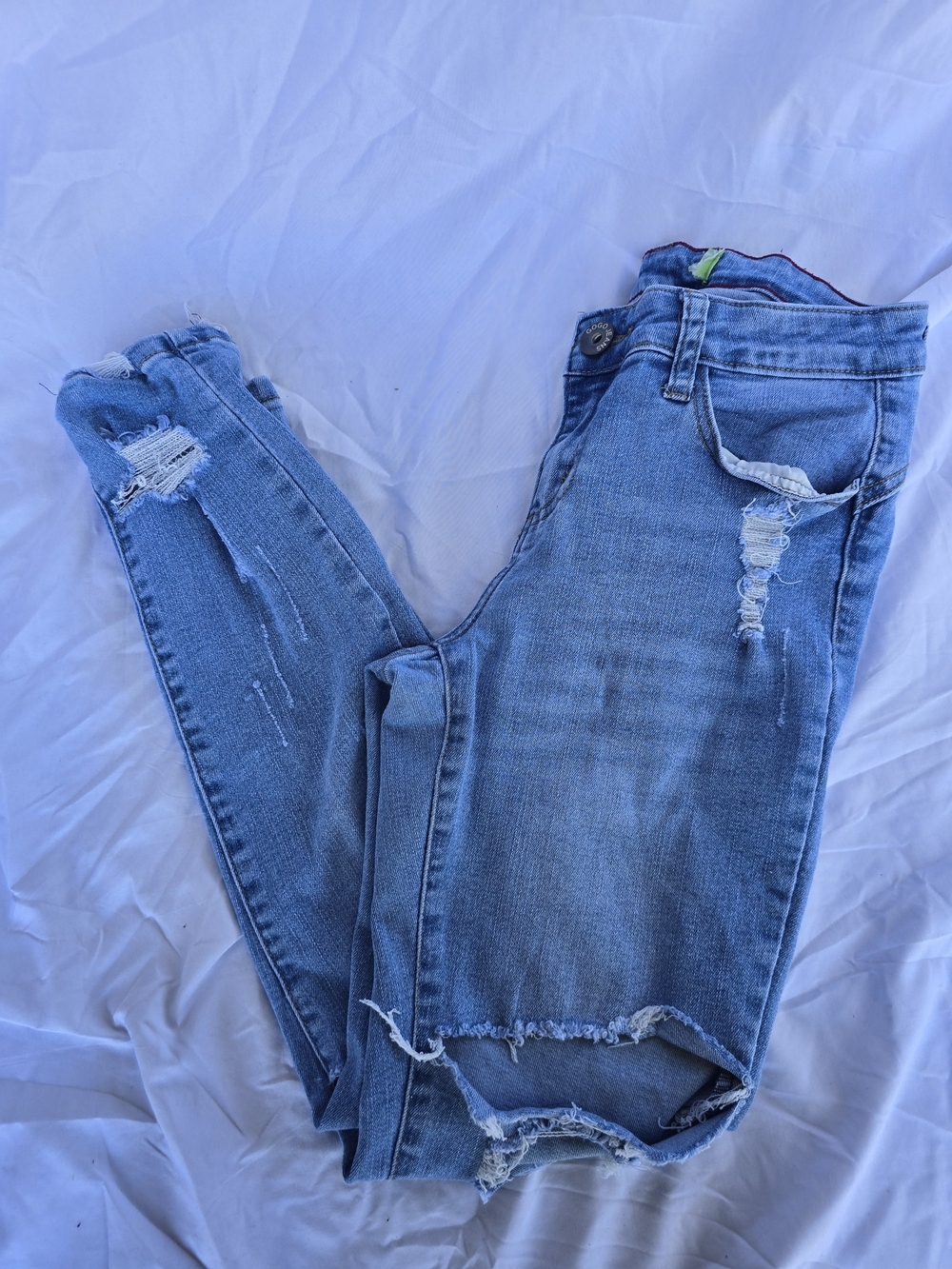 Gogo Jeans Company Distressed Skinny Jeans Women's Size 1/25 Light Wash Stretch